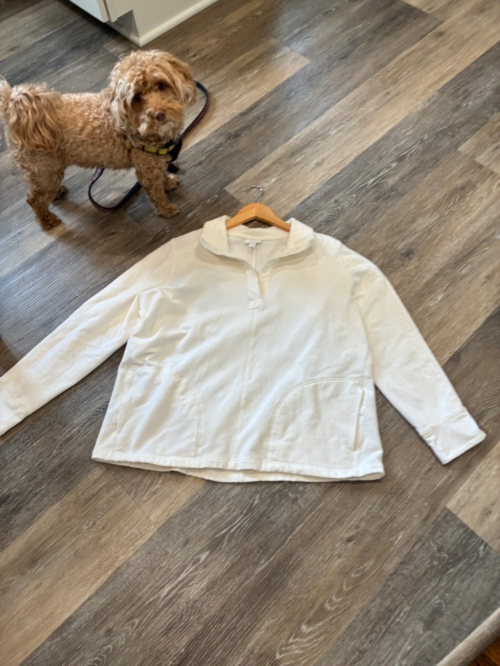 J. Jill White V Neck Pullover Sweatshirt